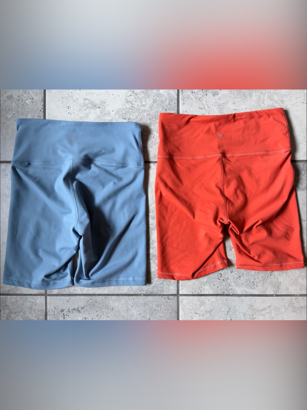 Old Navy Women's Active Bike Shorts in Light Blue and Coral